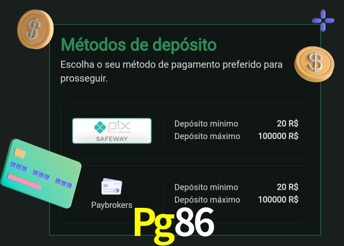 O cassino Pg86 oferece uma grande variedade de métodos de pagamento